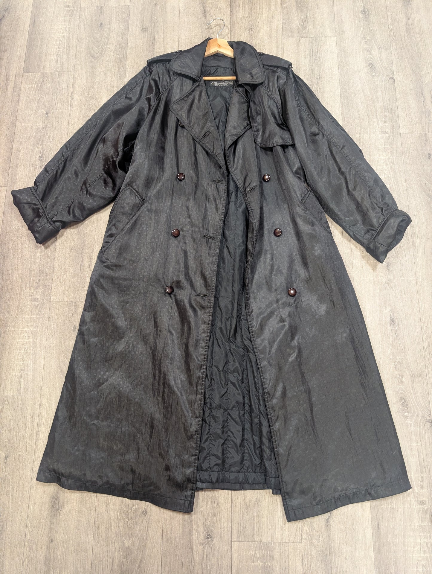 1980s 4 Seasons black trench coat - S/M