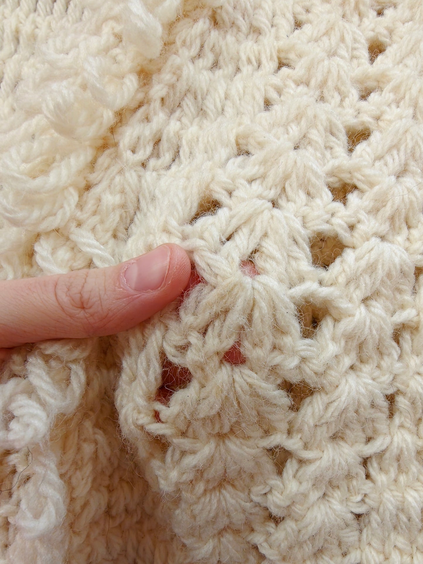 1970s crochet loop stitch hooded long cardigan