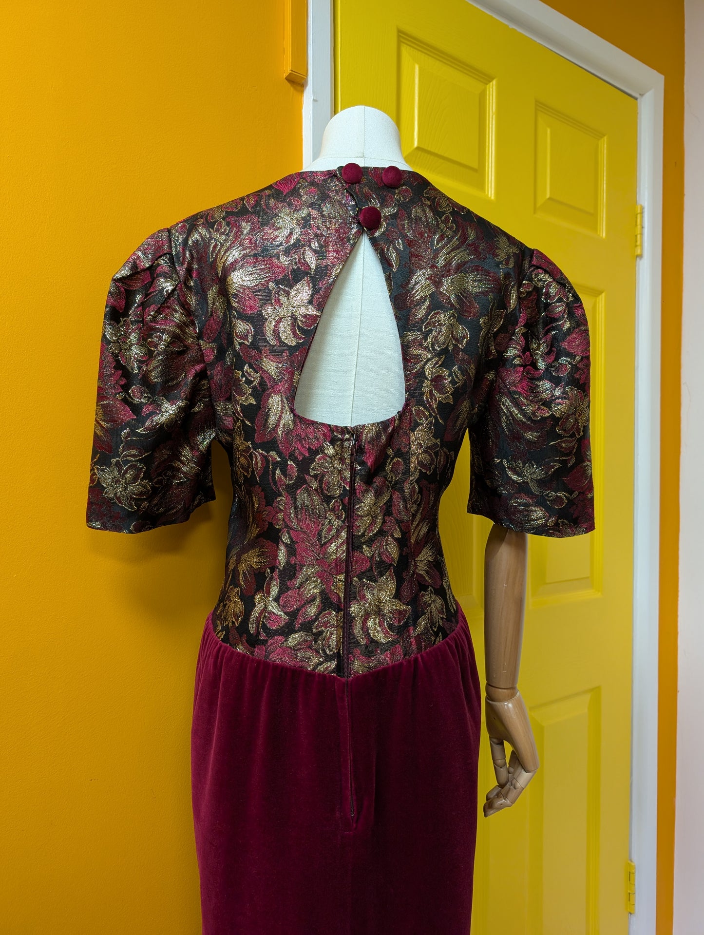 1980s lurex and velvet party dress - M/14