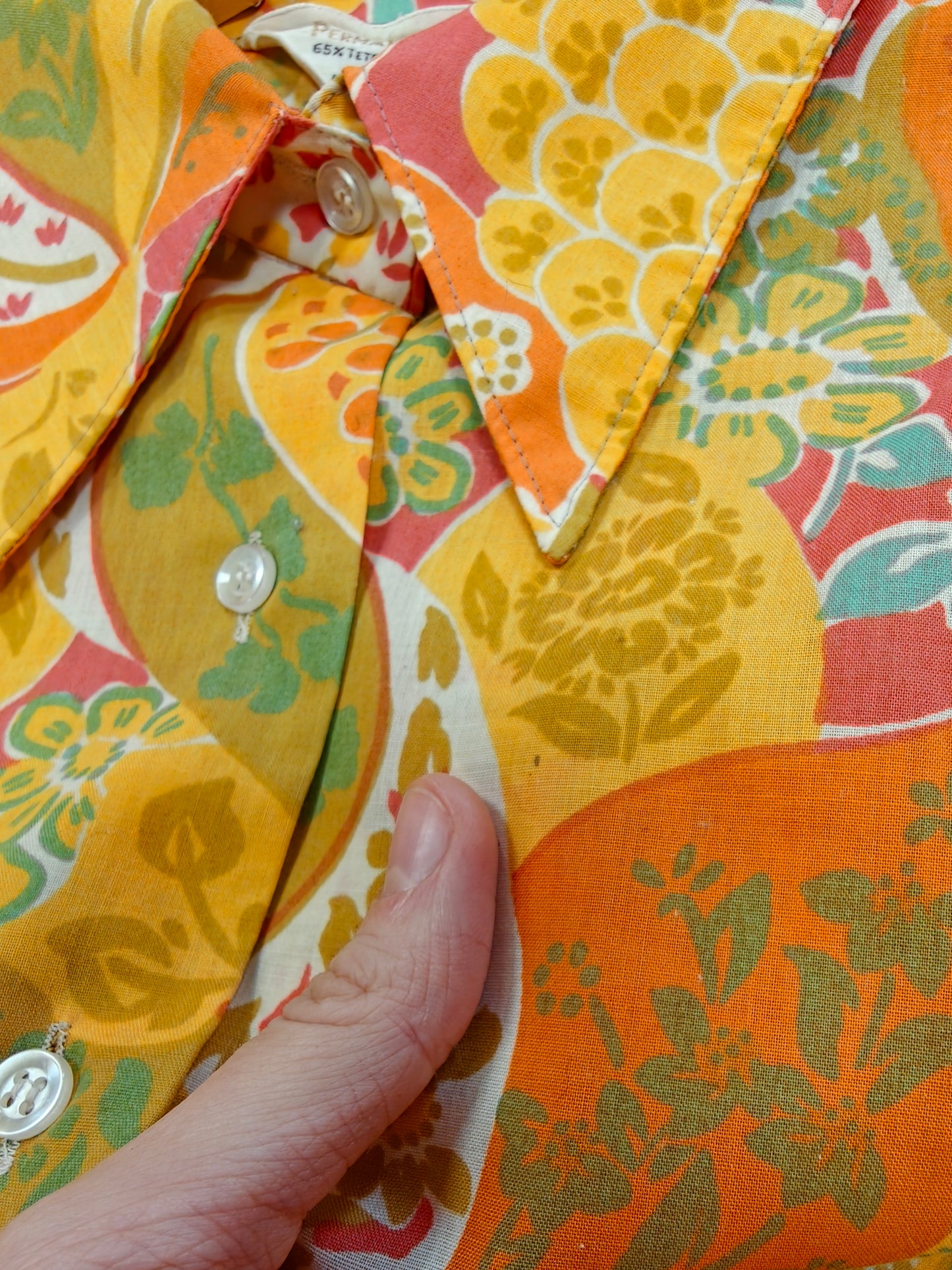 60s/70s psychedelic paisley print dagger collar shirt - M/L