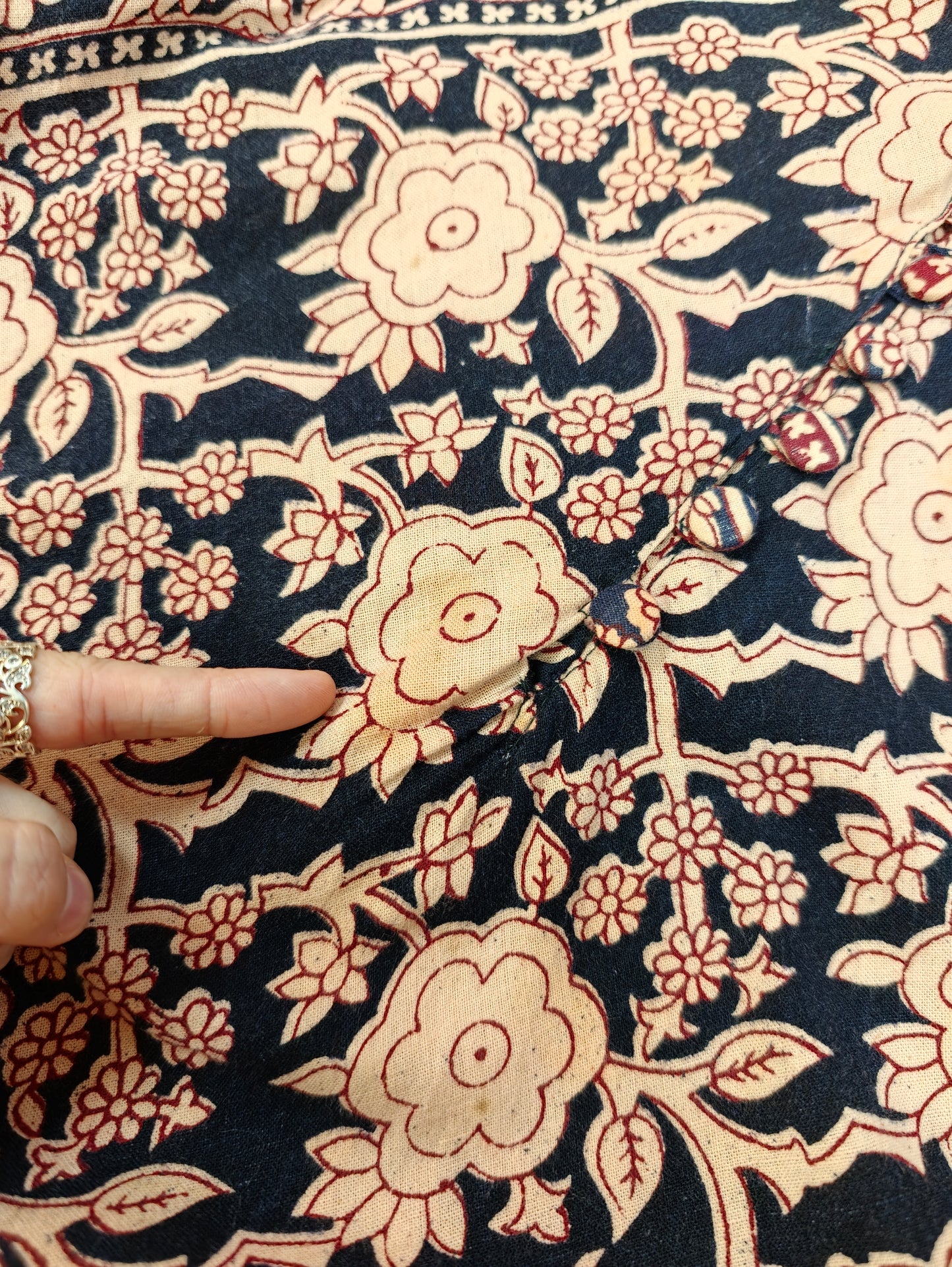 1970s Indian cotton block print maxi dress