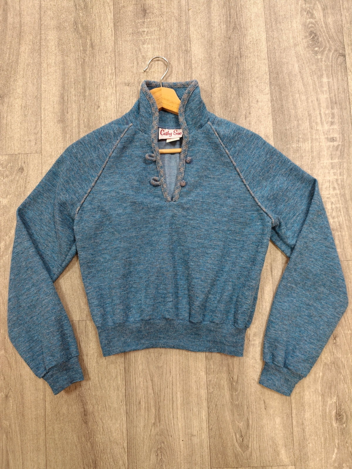 1970s Cathy Sue blue jumper - XS/S