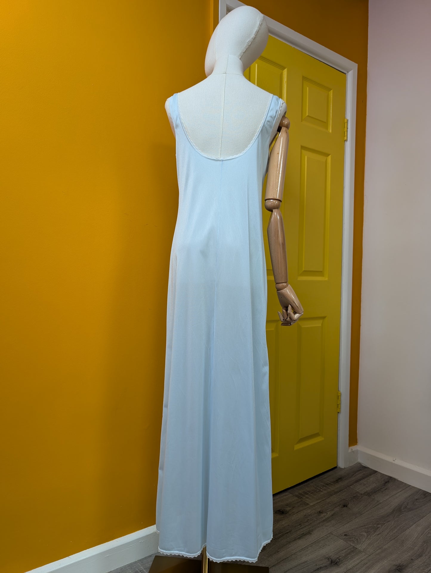 1970s blue nylon nightdress - S/8/10