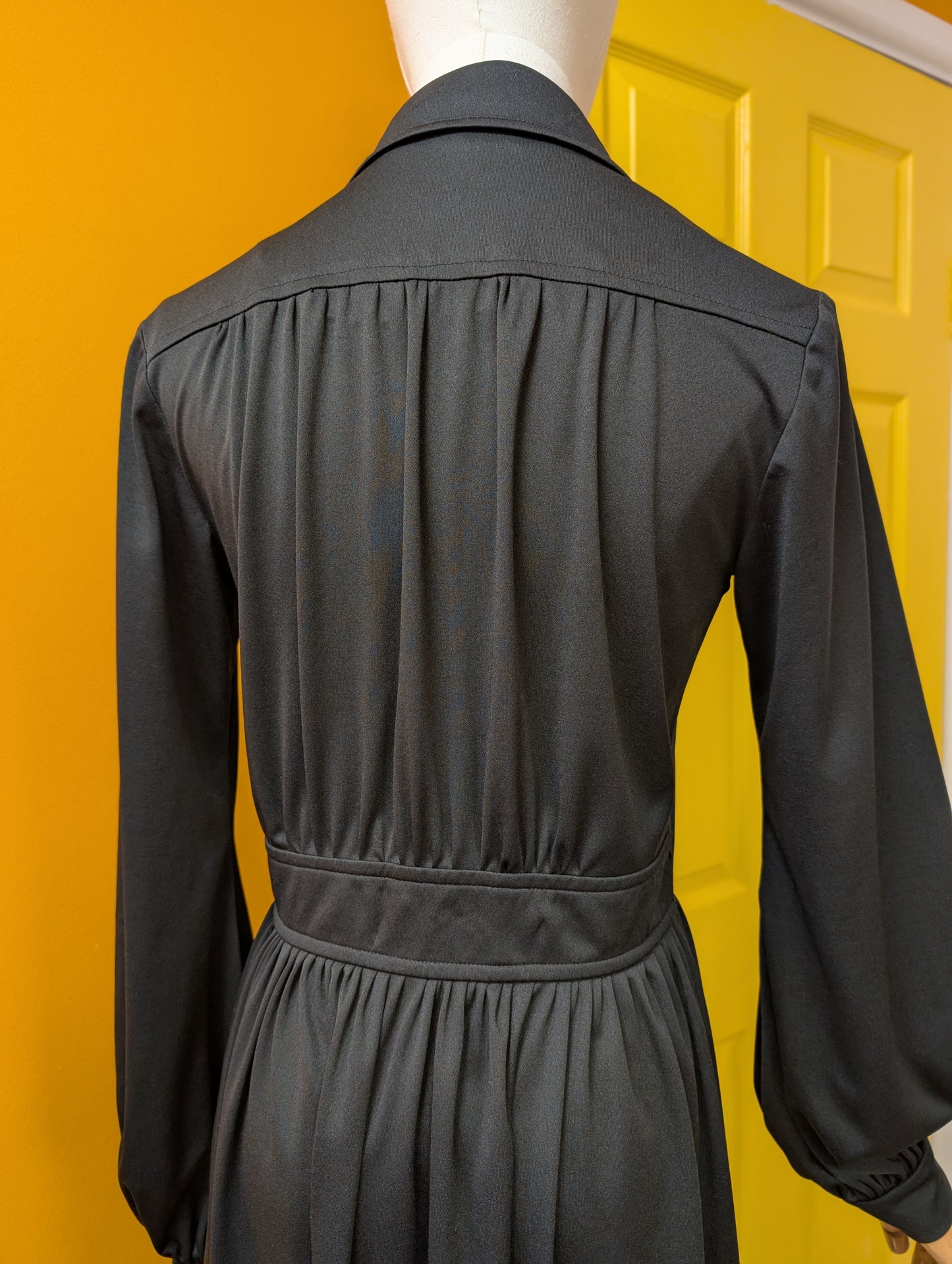 1970s Marion Donaldson black maxi dress - S/8/10