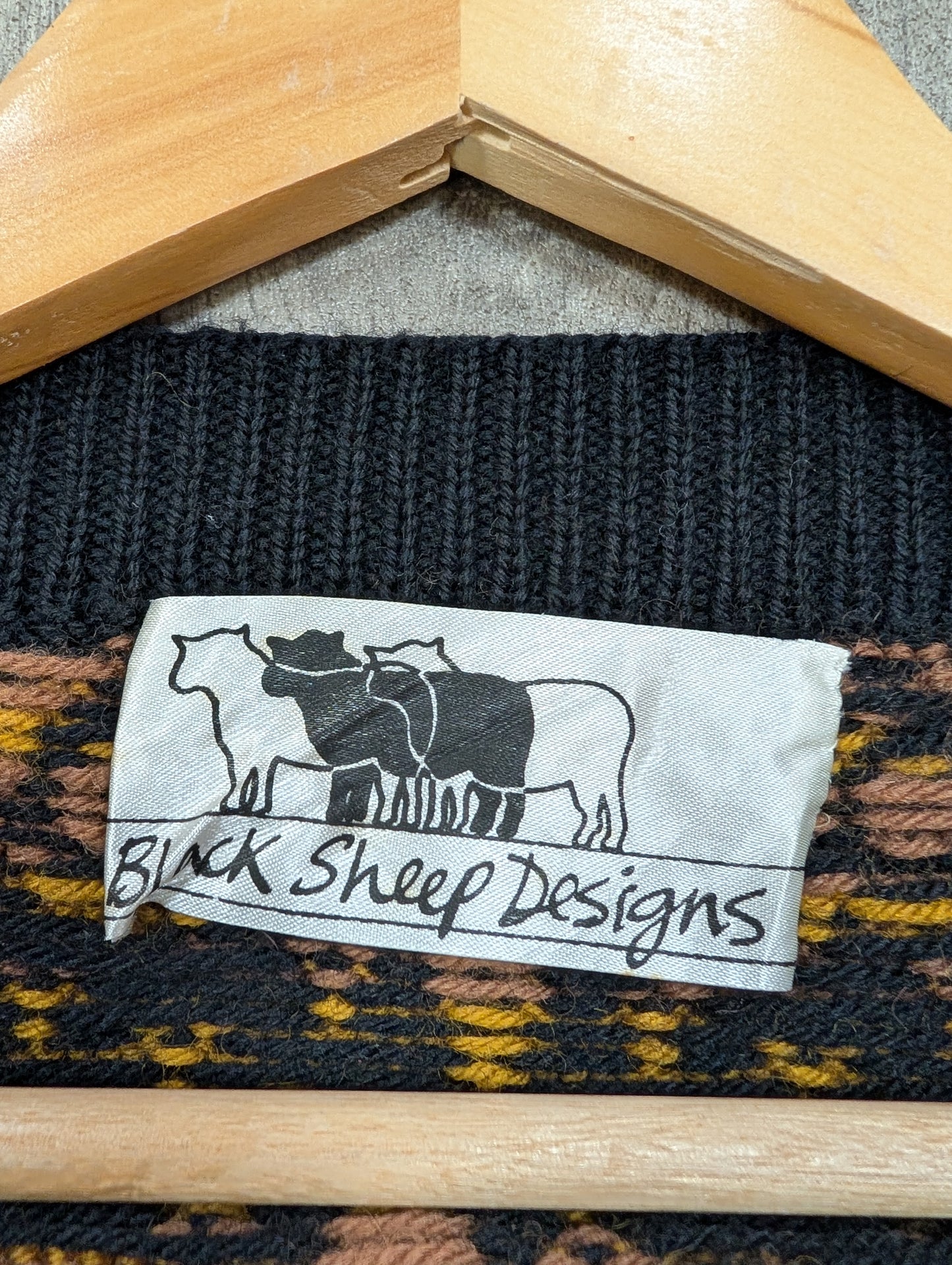 Black Sheep Designs novelty owl slash neck wool jumper - S