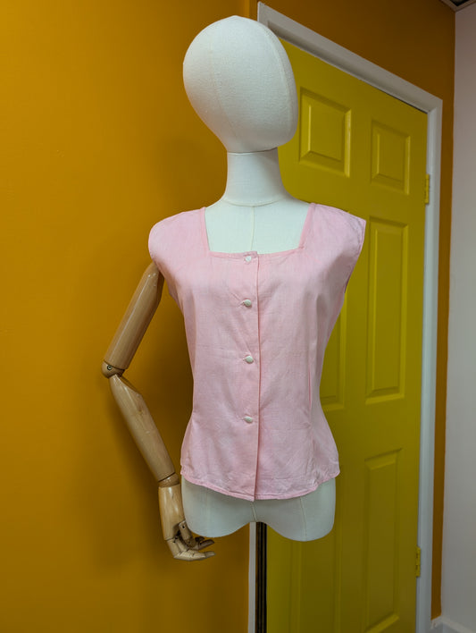 1950s Red Girl pink cotton top - M