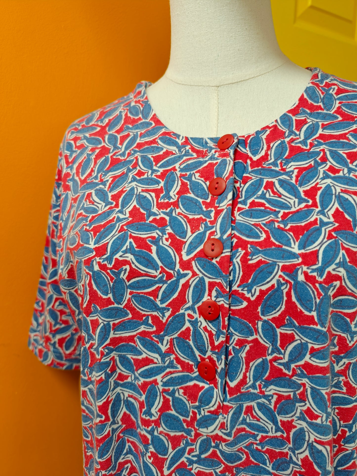 1990s Laura Ashley fish print cotton top - M
