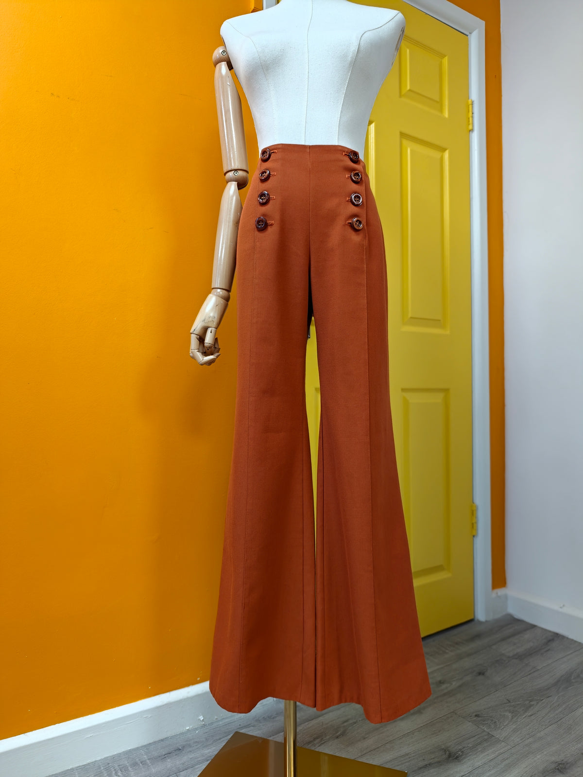 1970s St Michael button front flares - 26" waist