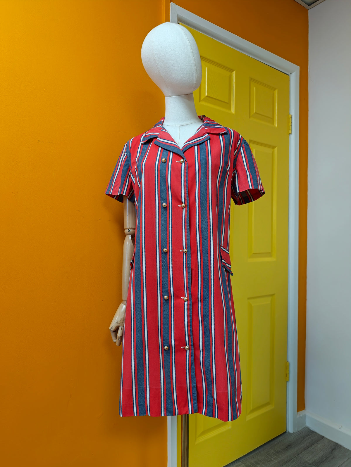 1960s Shapiro Melbourne striped cotton dress - L/16/18