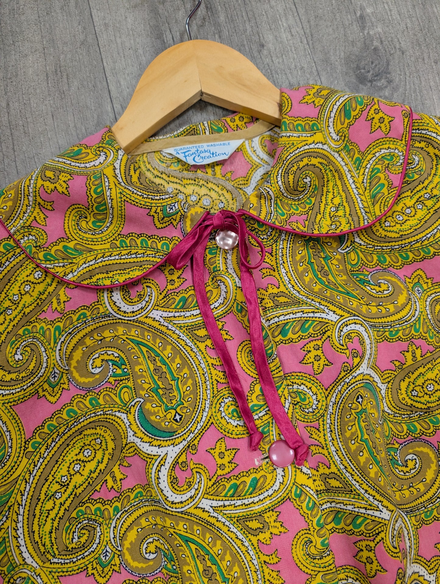 1960s A Fantasy Creation pink paisley cotton housecoat - M/L