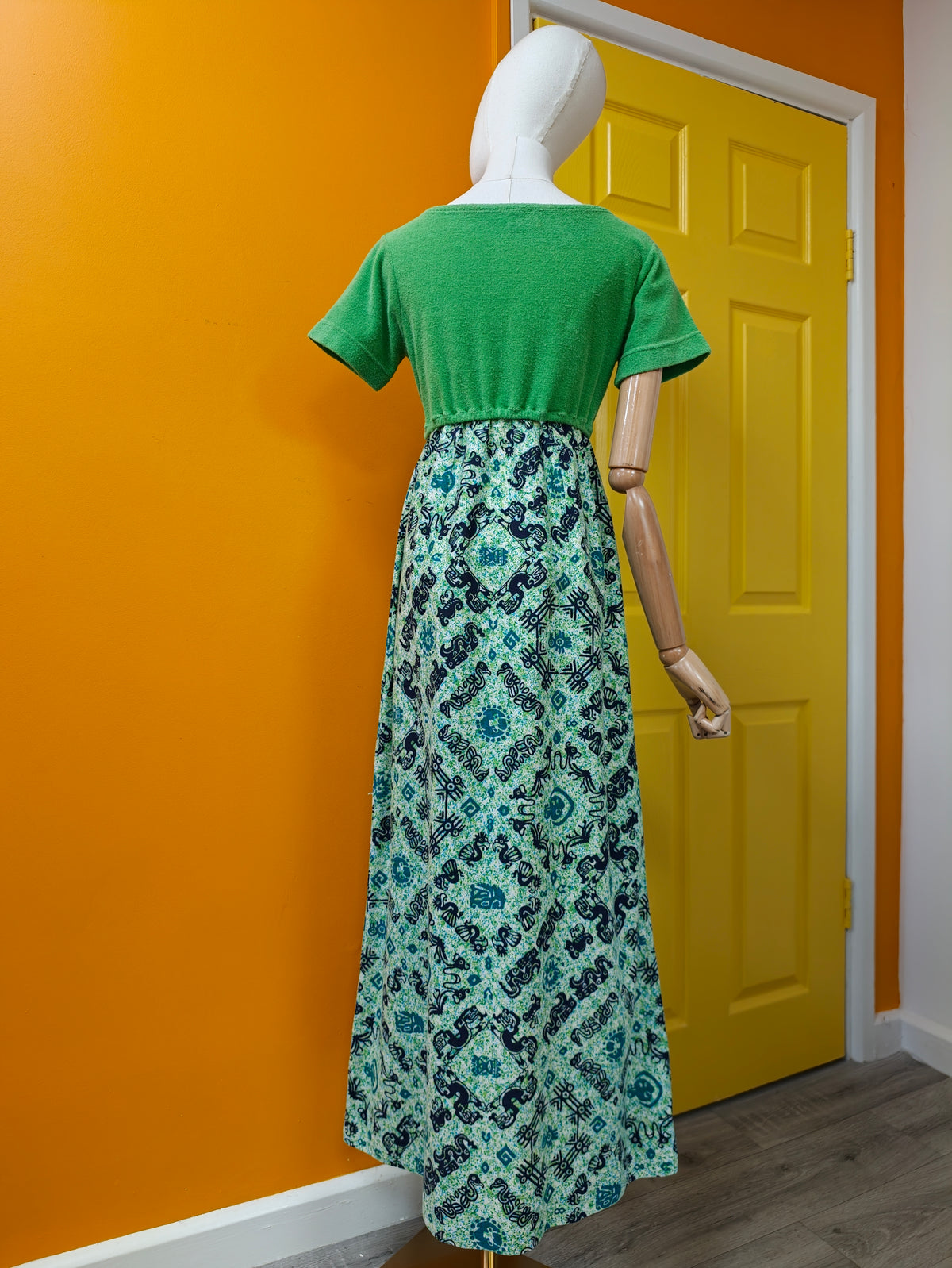 60s/70s Guitare French towelling maxi dress - XS/S