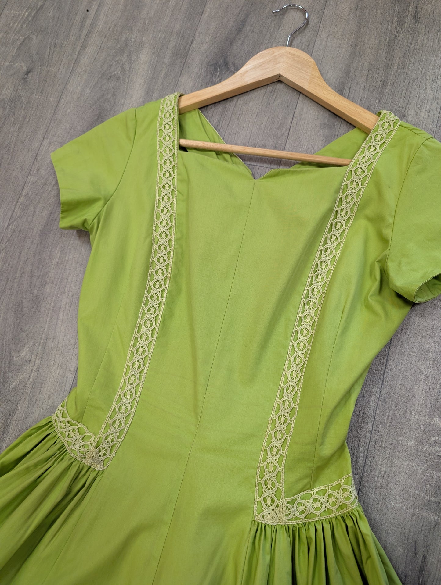 1950s Rhona Roy green cotton dress - XS/S/6/8