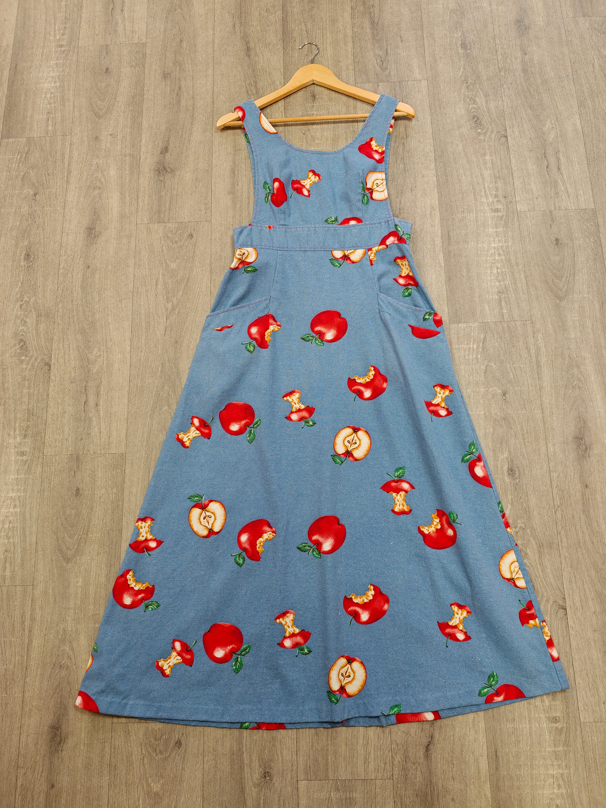 1970s Darling Hager apple print pinafore dress - M/12