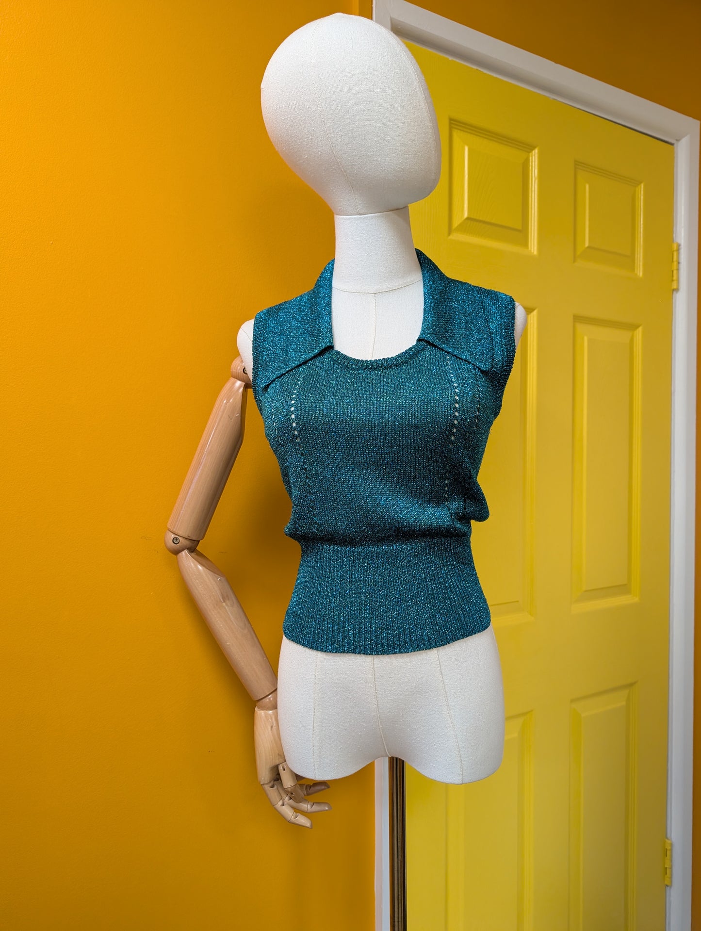 1970s Mary Quant sparkly knit top - XS/S
