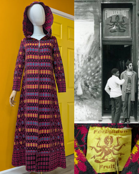 1960s Forbidden Fruit cotton tapestry hooded coat - XS/S