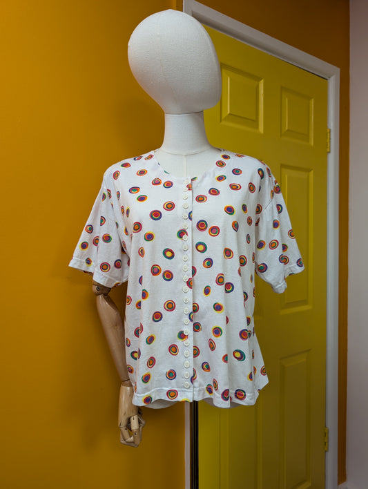 80s/90s Avant Garde rainbow print top