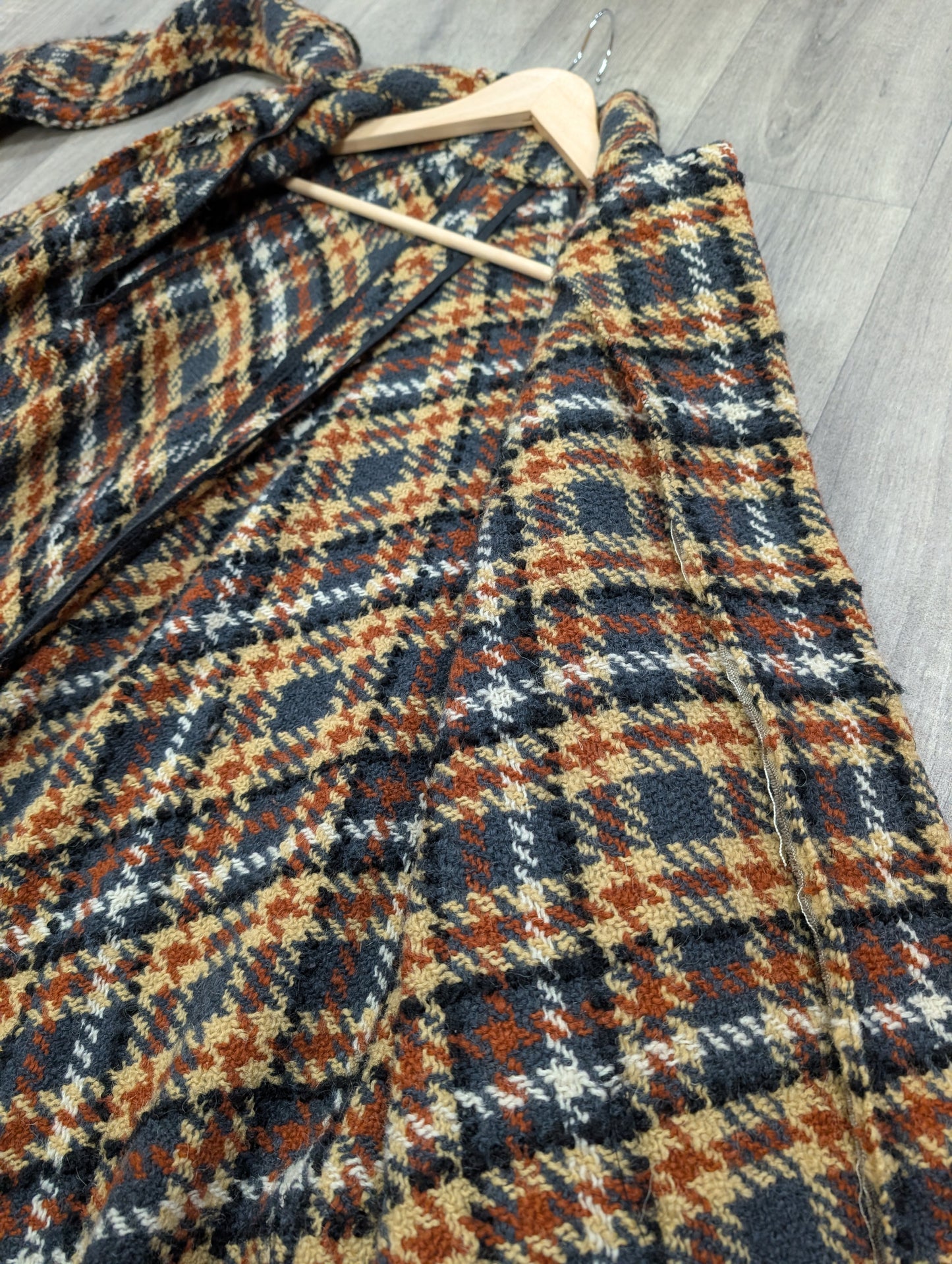 1970s check wool coat - S
