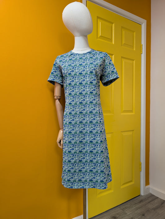 1960s novelty houses dress - L/16