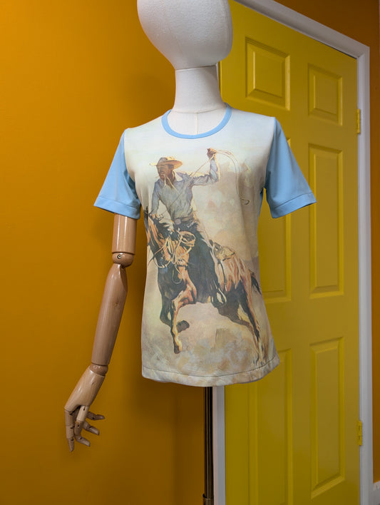 1970s Adam Styka western cowboy t-shirt - S/M