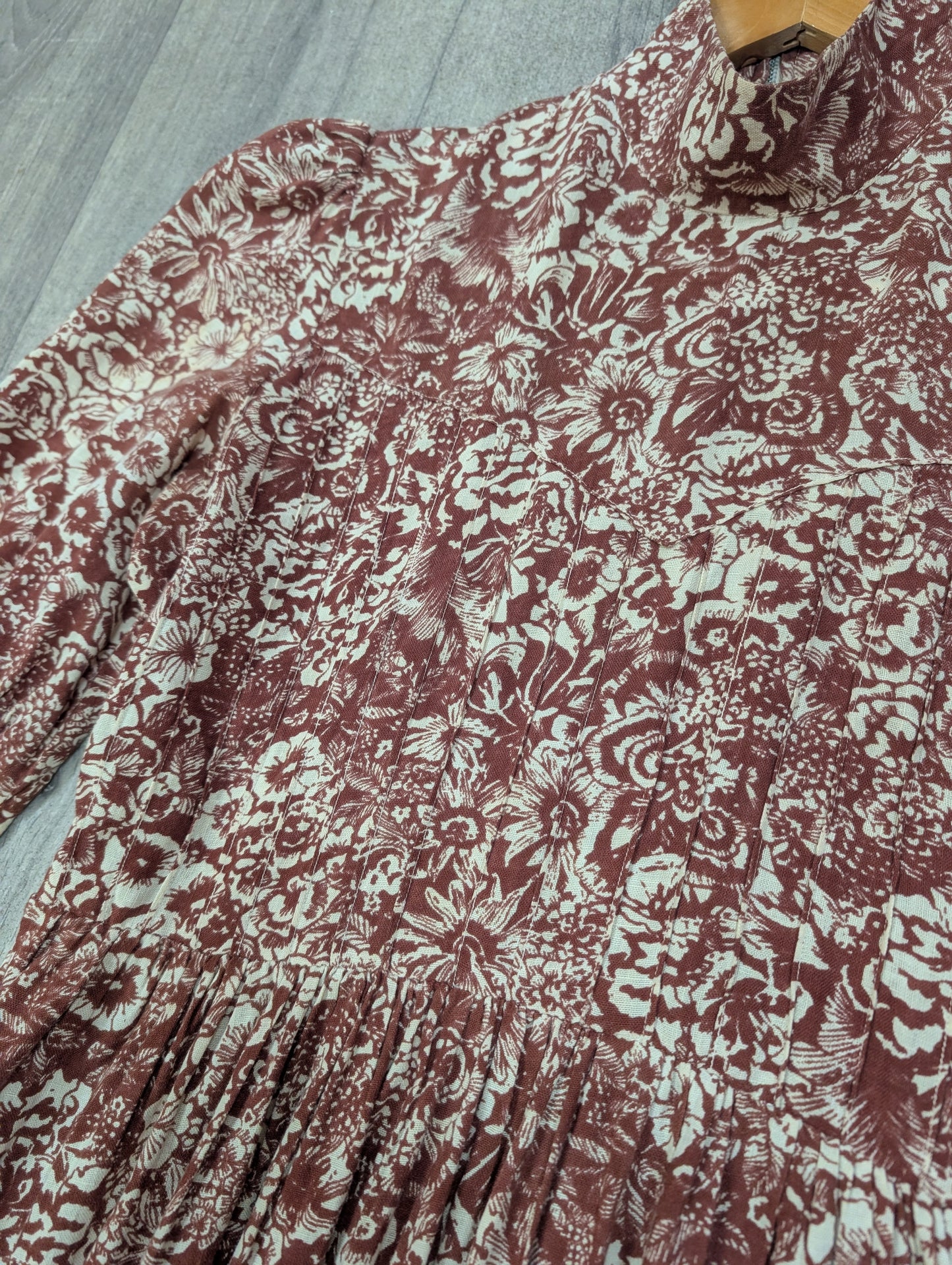 1970s made in Wales Laura Ashley brown dress - S/M/10/12