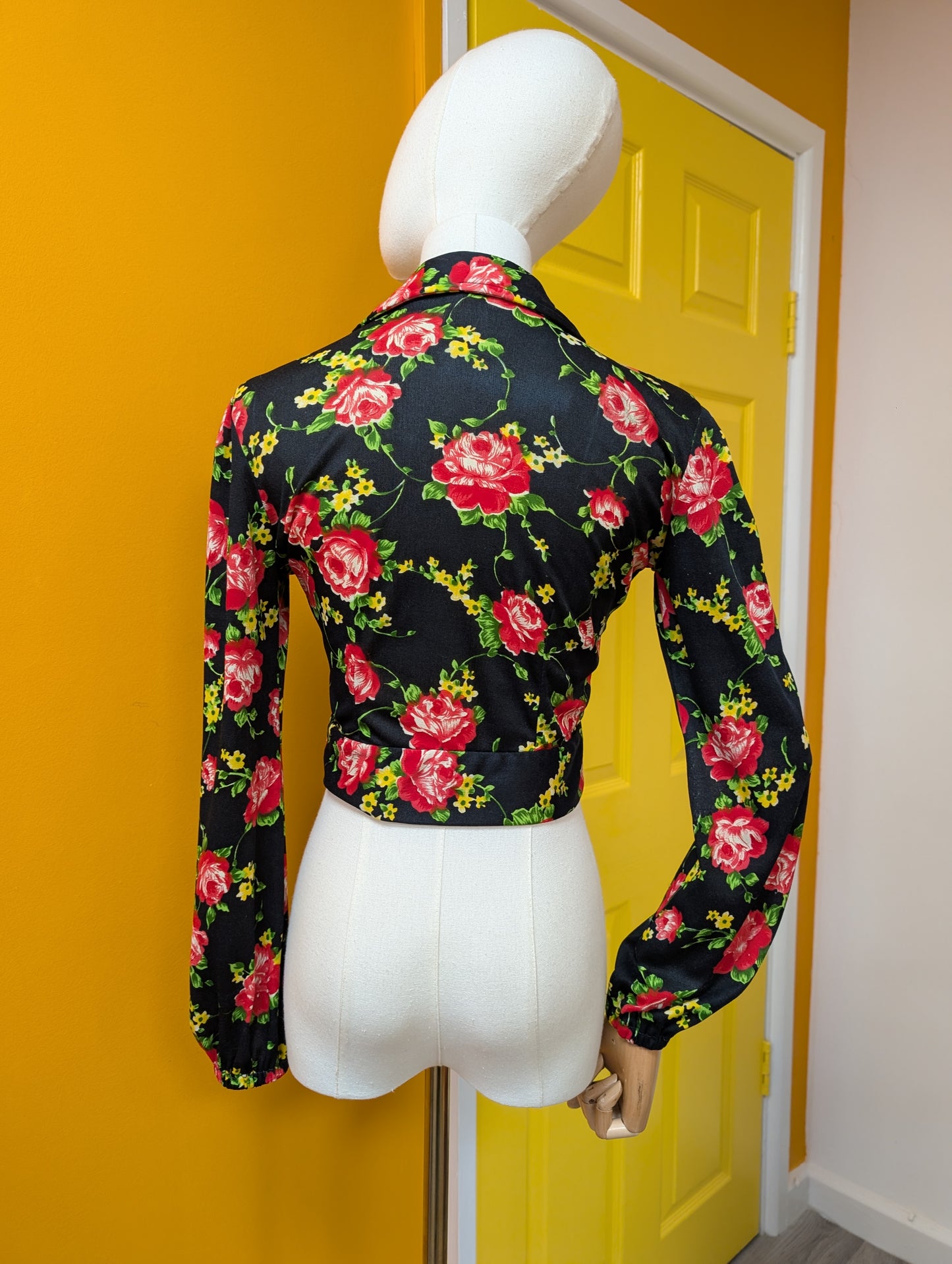 1970s floral tie waist shirt - XS/6