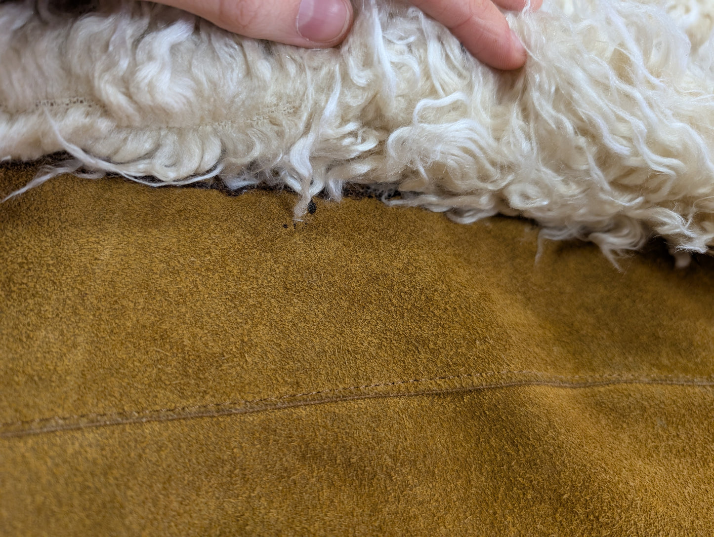 1970s suede waistcoat with faux fur trim - S