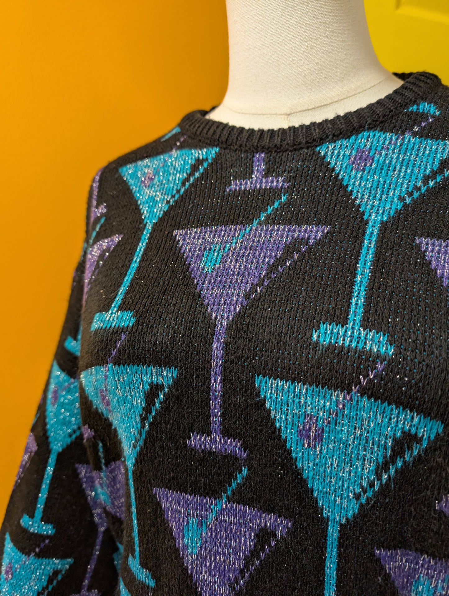 1980s novelty cocktail glass jumper - XS/S