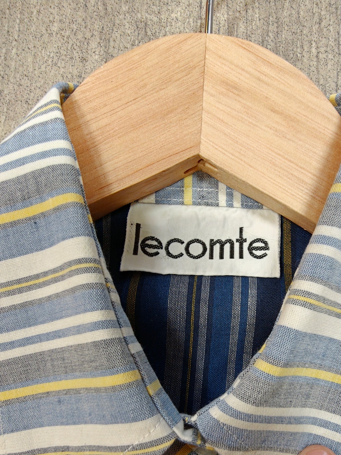 1970s Lecomte blue check dagger collar shirt - XS