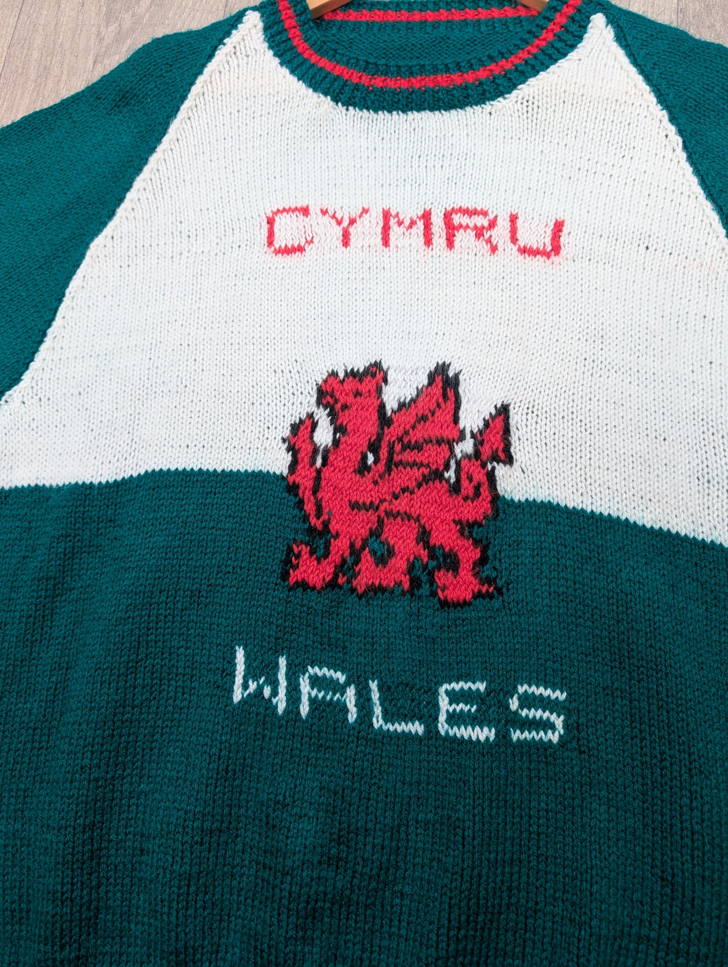 Hand knitted Wales Cymru Am Byth jumper