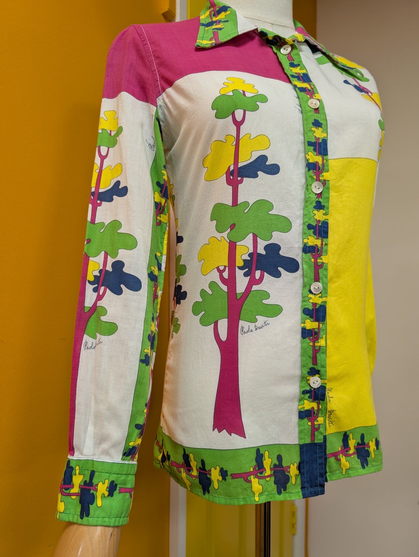 Stunning 1970s Paola Davitti novelty print cotton shirt - XS