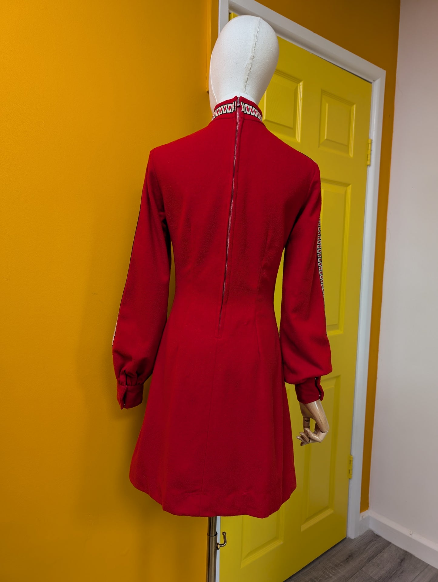 1960s Twiggy red wool mini dress - XS/S