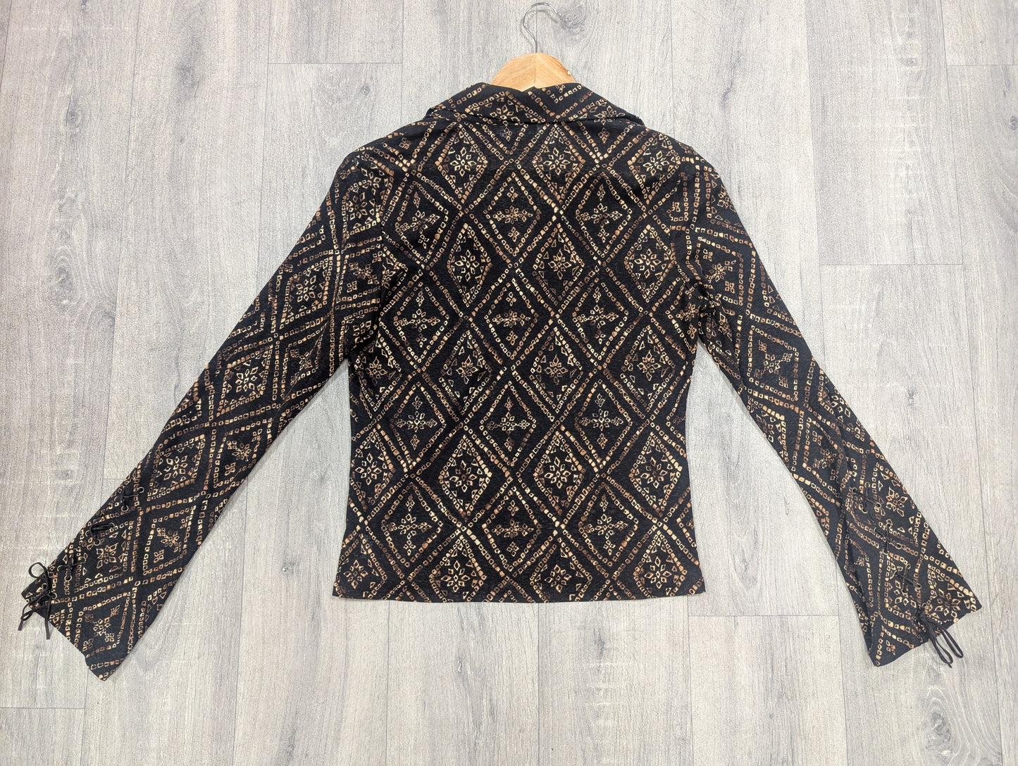 1990s New Look brown top with lace up cuffs - M/12