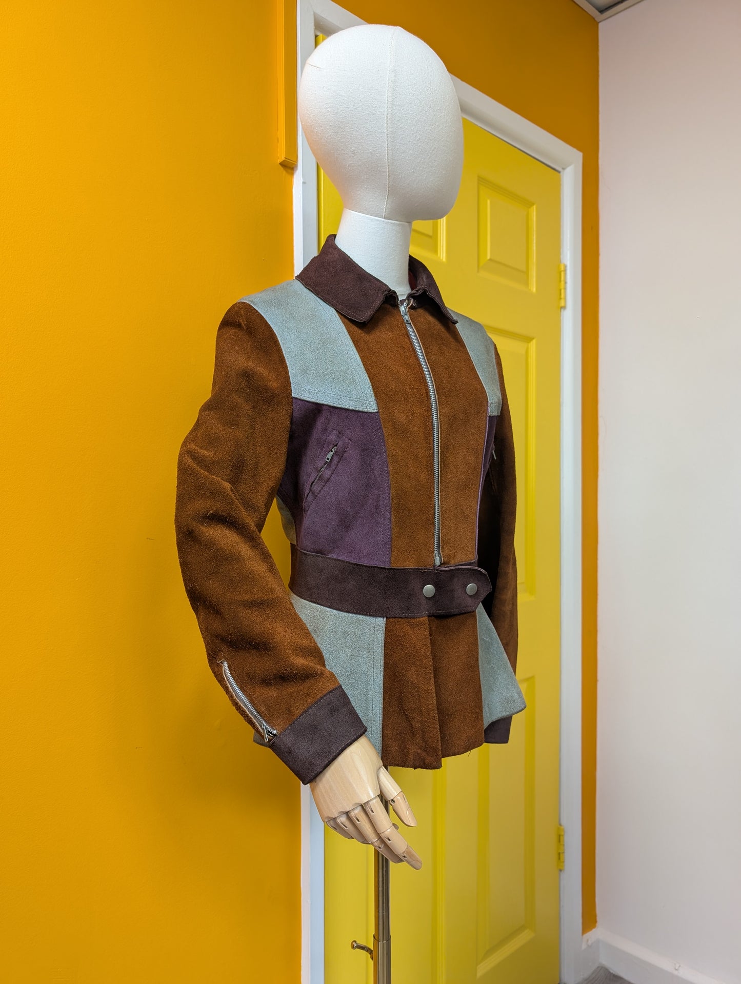 Epic 1970s colour block suede jacket - S/8