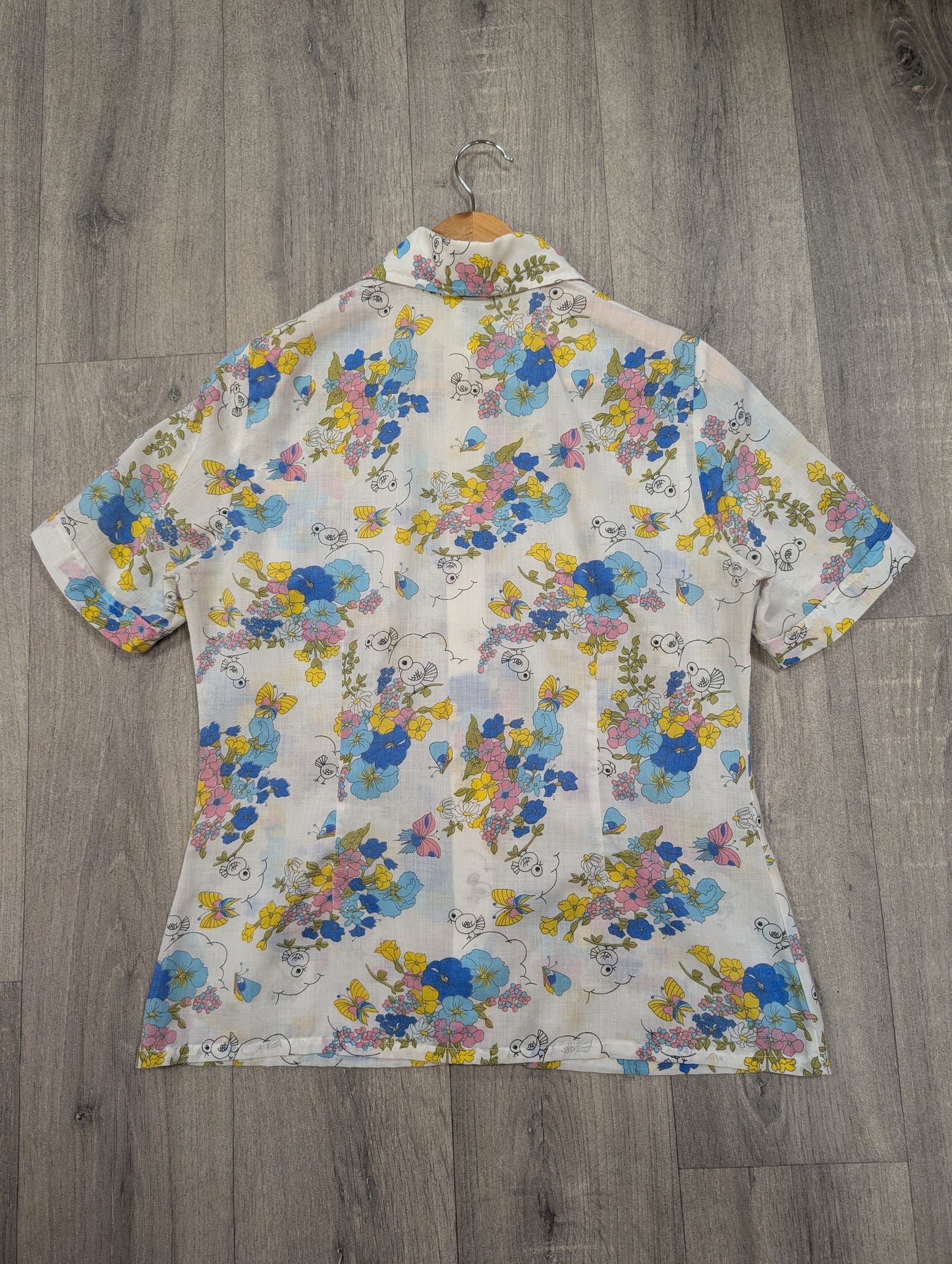 1970s novelty print dagger collar shirt - M/12/14