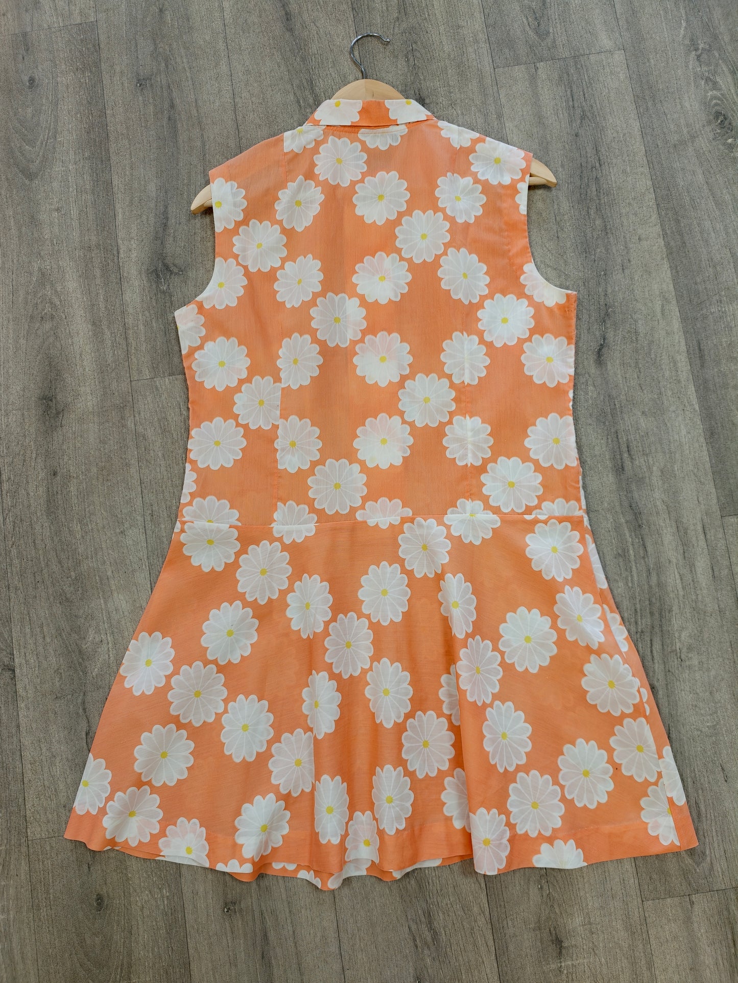 60s/70s daisy print dropped waist dress - M/14