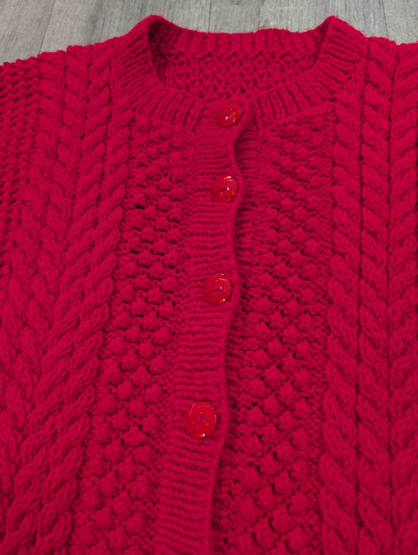 Hand knitted red cardigan - S/M