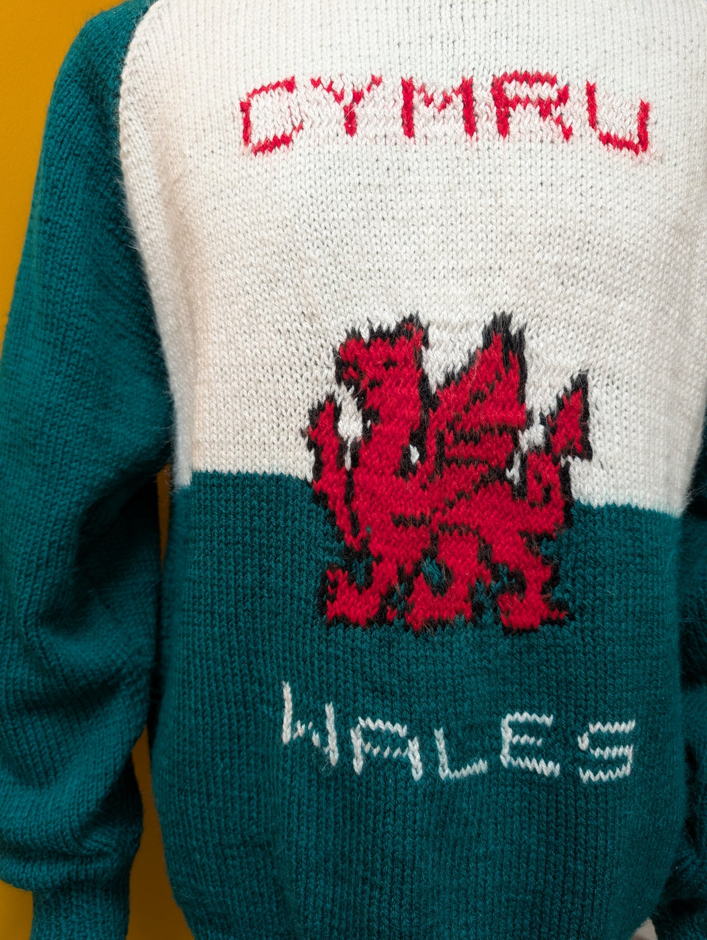 Hand knitted Wales Cymru Am Byth jumper