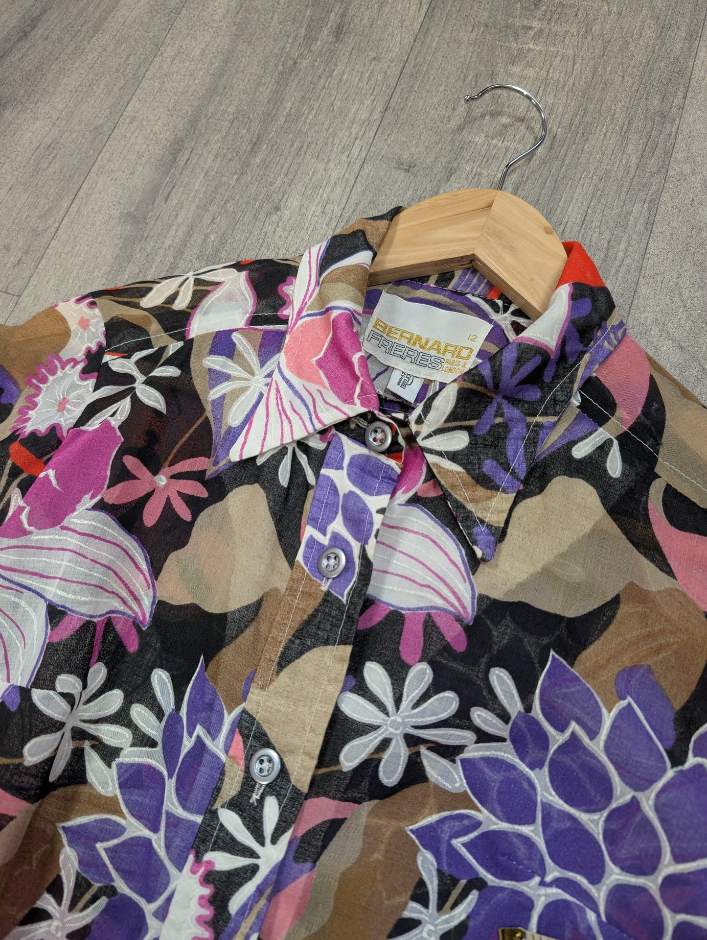 1970s Bernard Freres floral dress - M