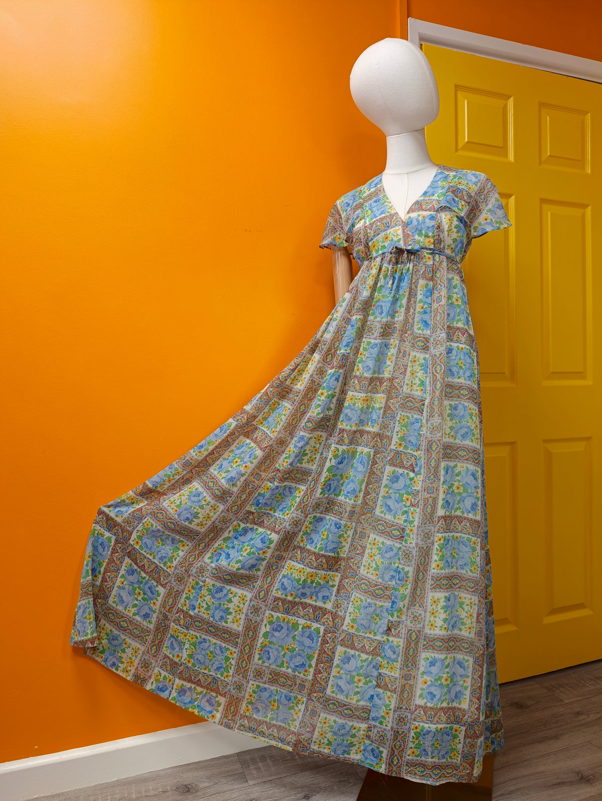 1970s floral maxi dress - M/12