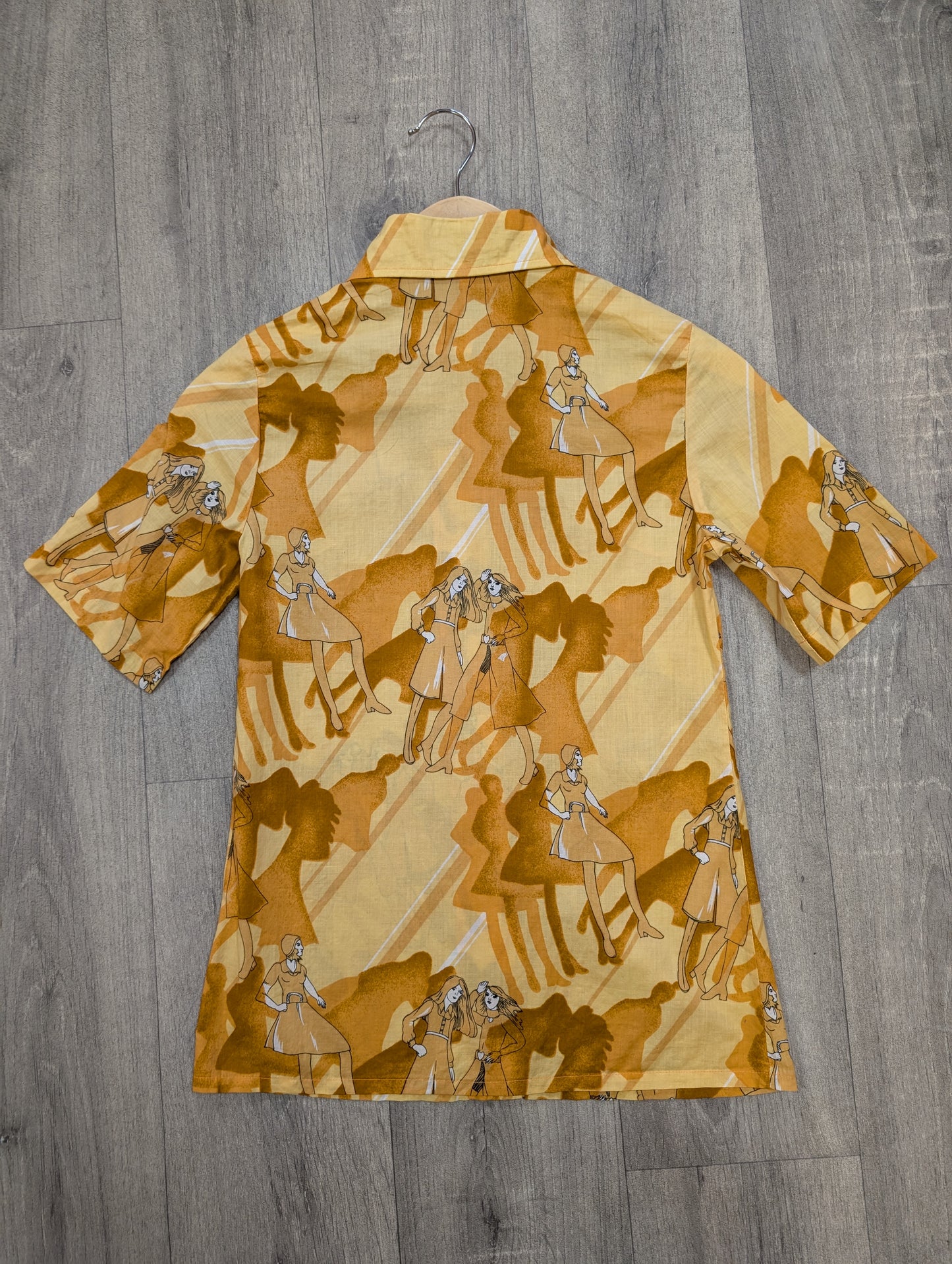 Epic 1970s novelty print cotton shirt - XXS/XS