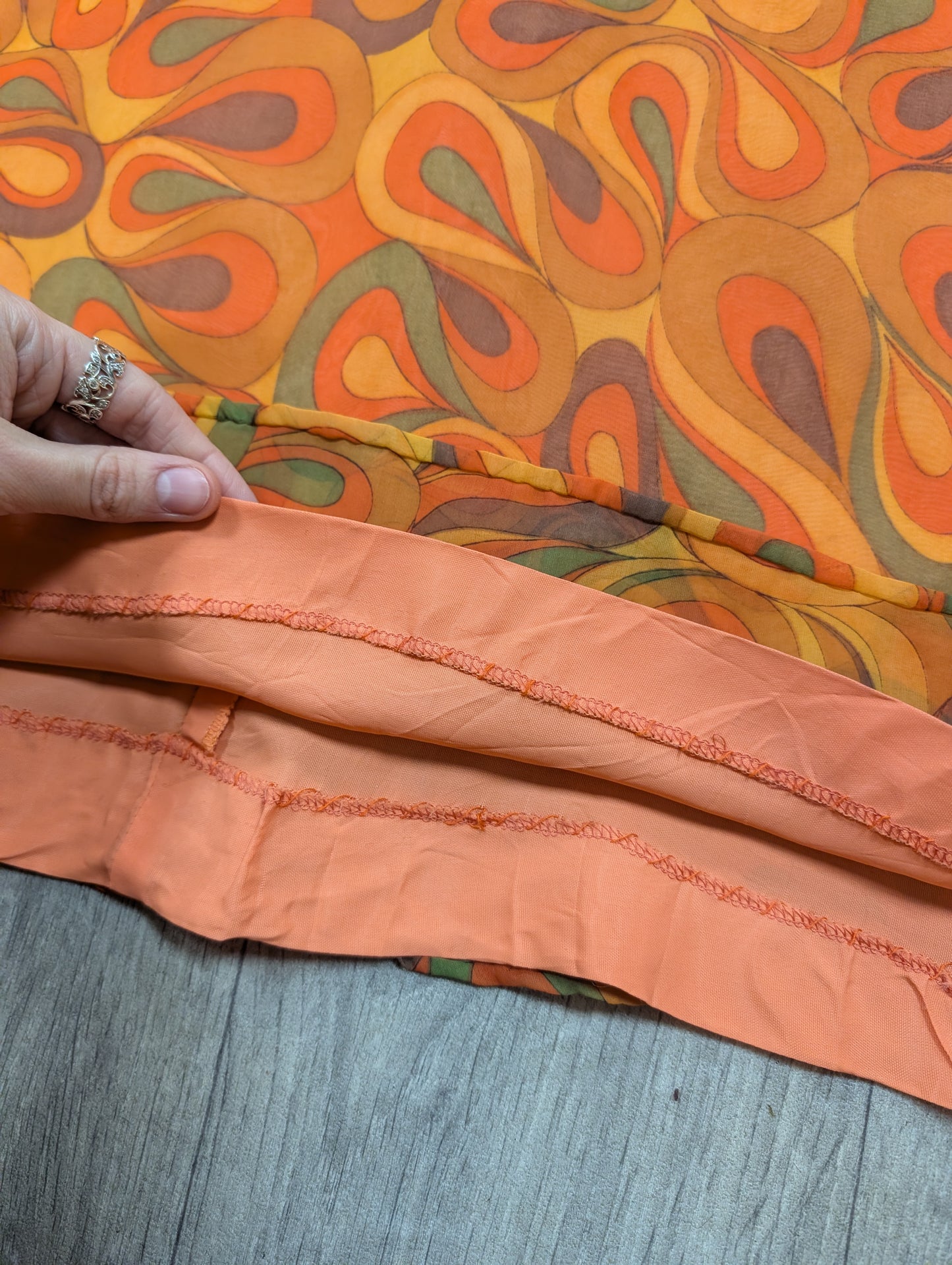 1960s Mademoiselle psychedelic orange dress - S/8