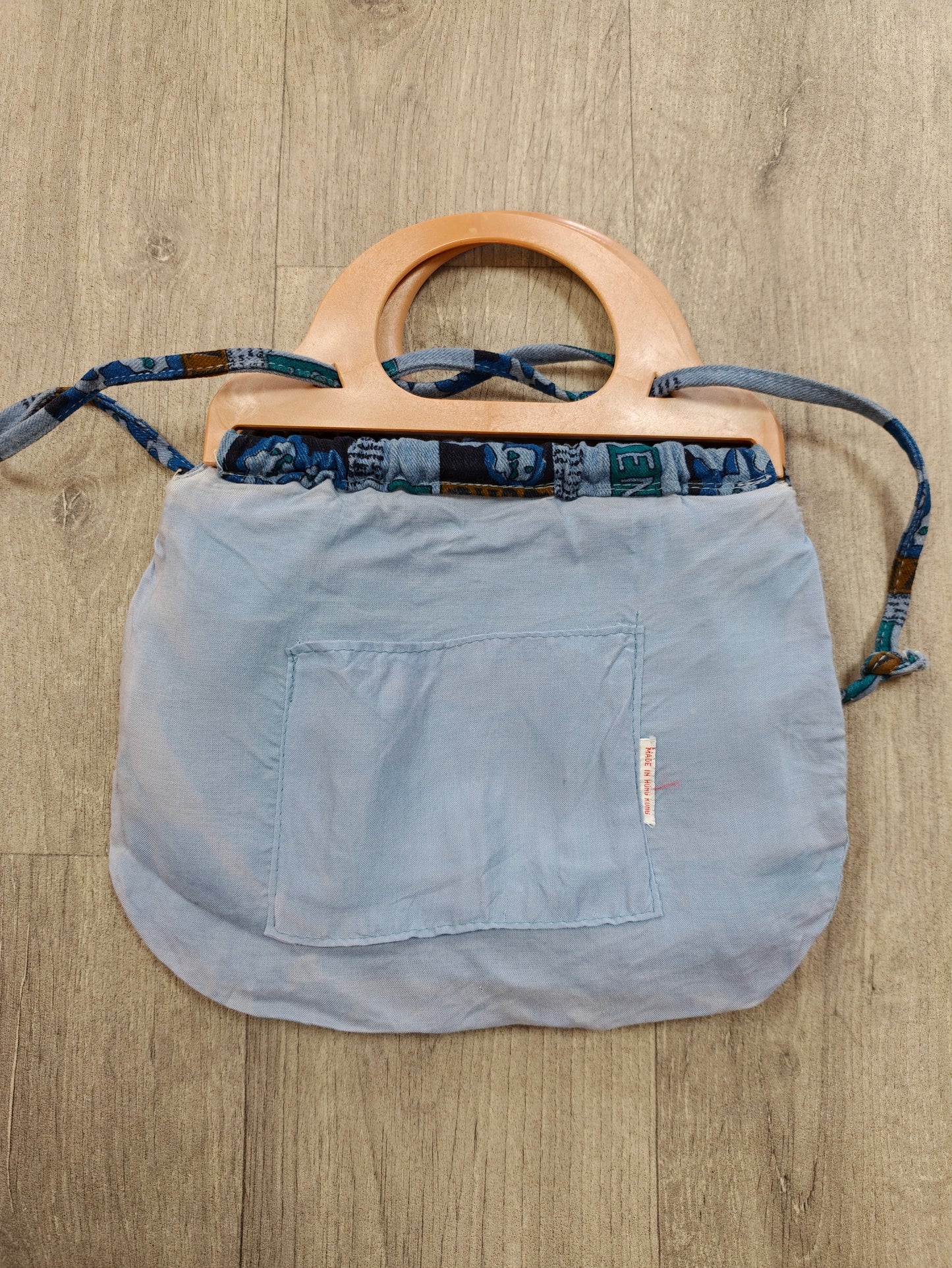 1970s blue novelty print handbag