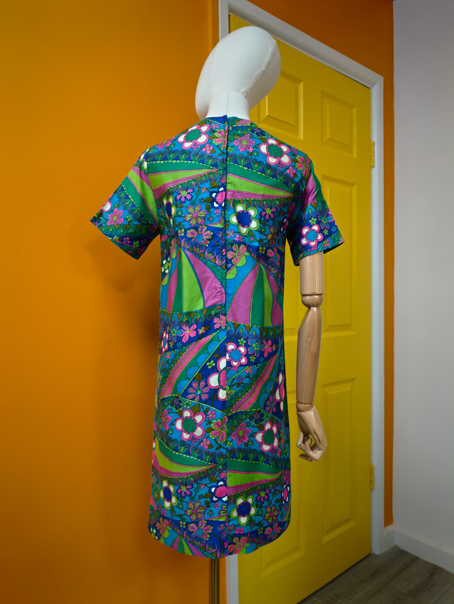 1960s psychedelic cotton dress - XS/S