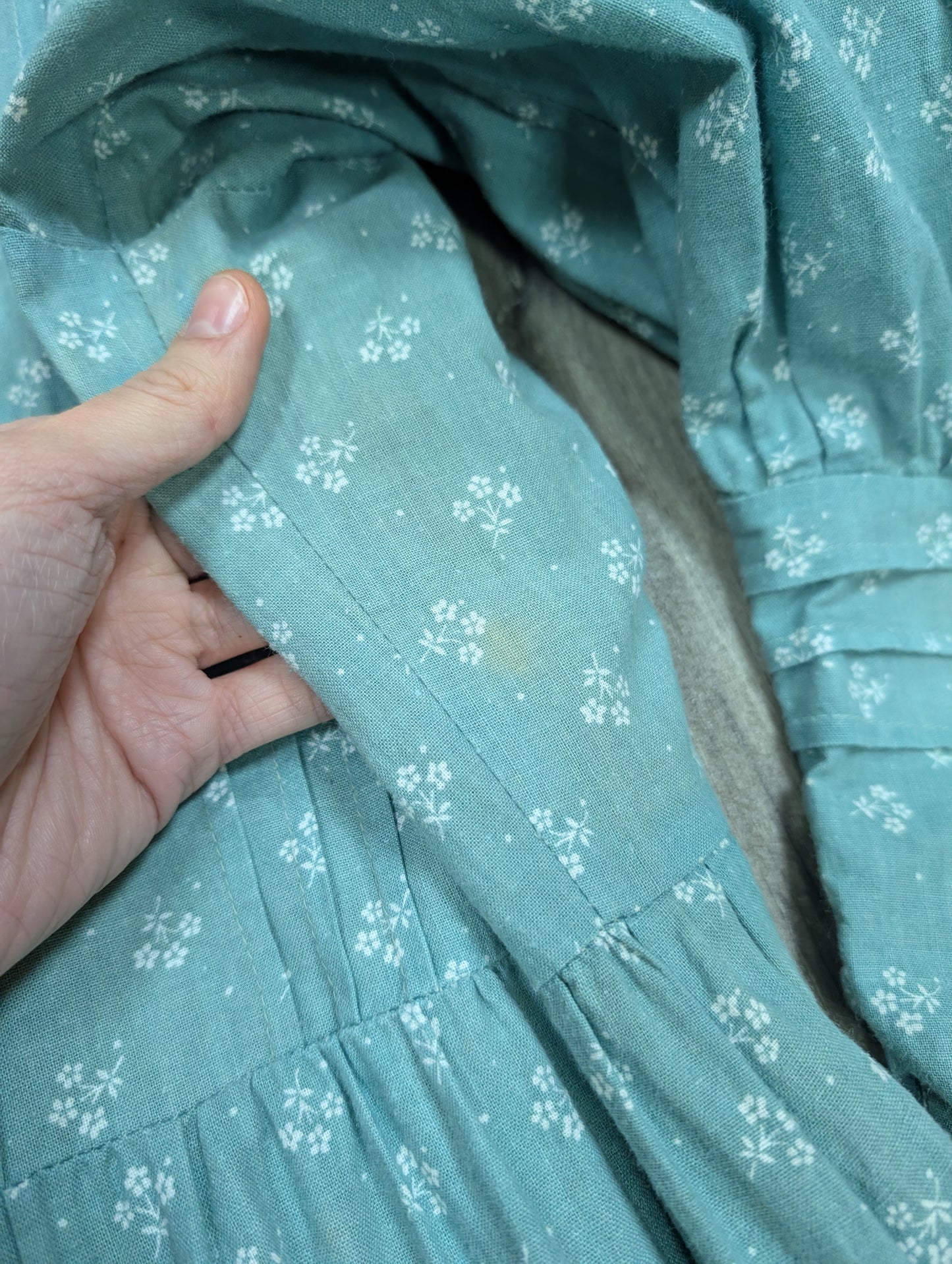 1970s Laura Ashley made in Wales green maxi dress - S/M/10/12