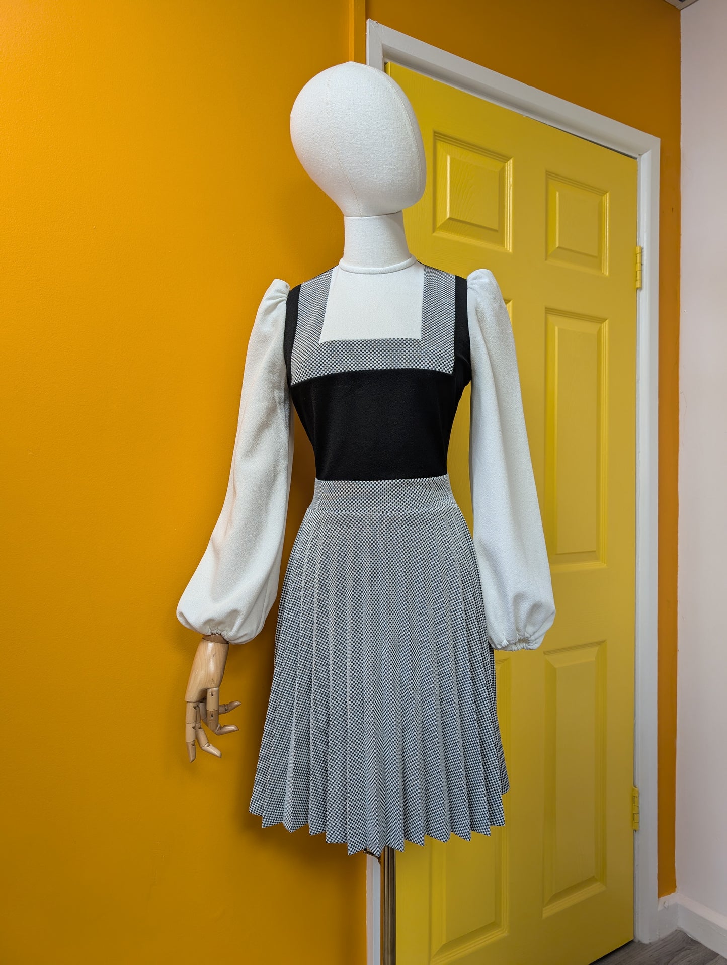 1970s Richard Shops black/white dress - XS/6/8