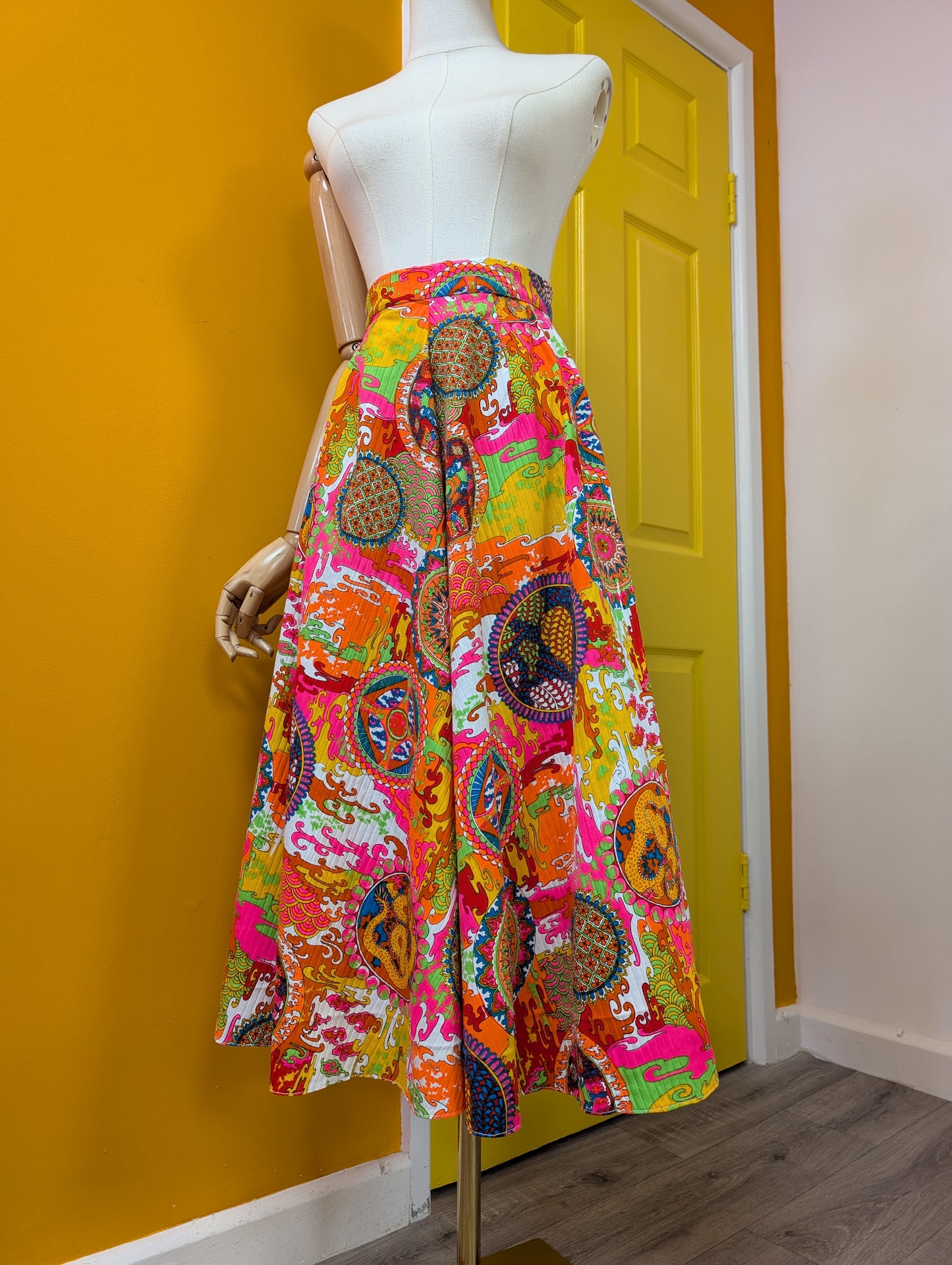 Alexander Clare psychedelic Chinese dragon print cotton skirt - 27" waist