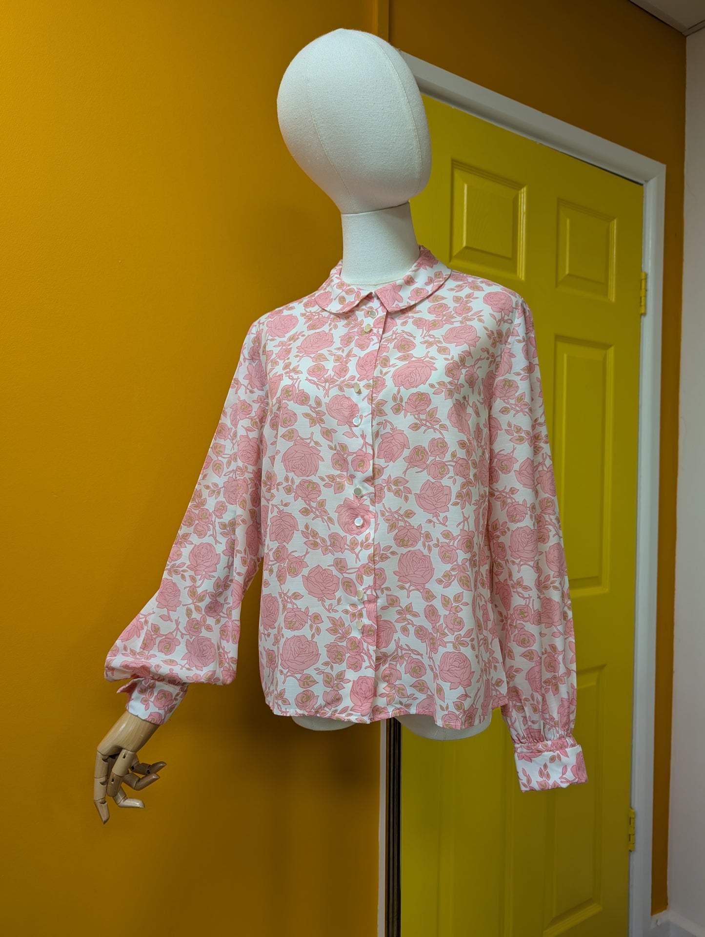 1960s St Michael pink floral blouse - M