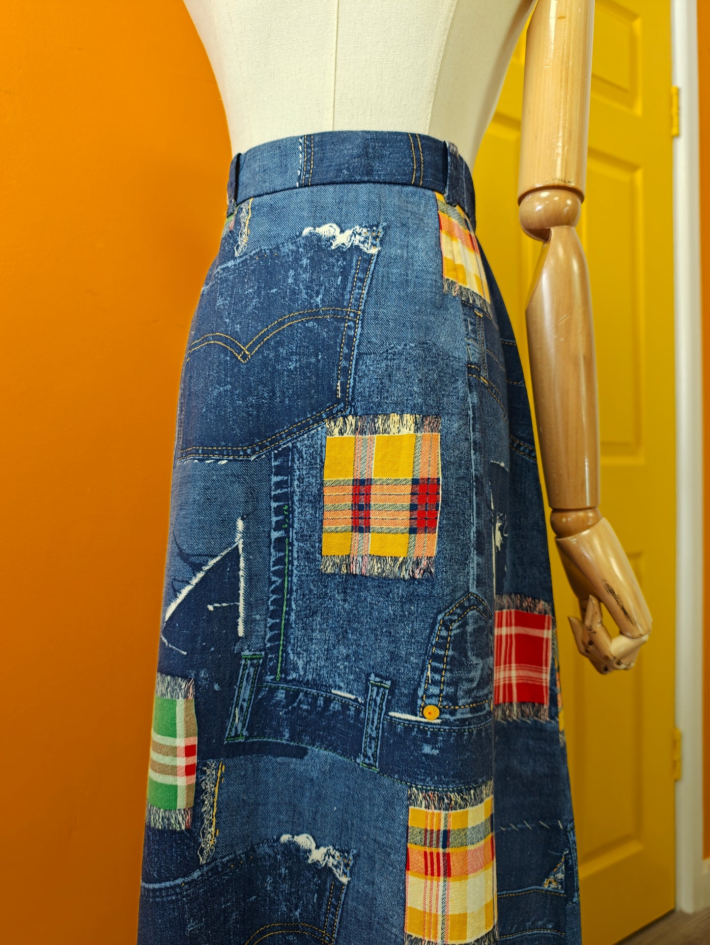 1970s Richard Shops patchwork print skirt - 27" waist