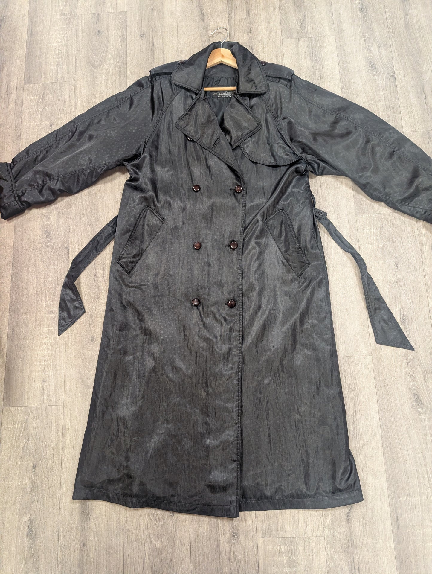 1980s 4 Seasons black trench coat - S/M