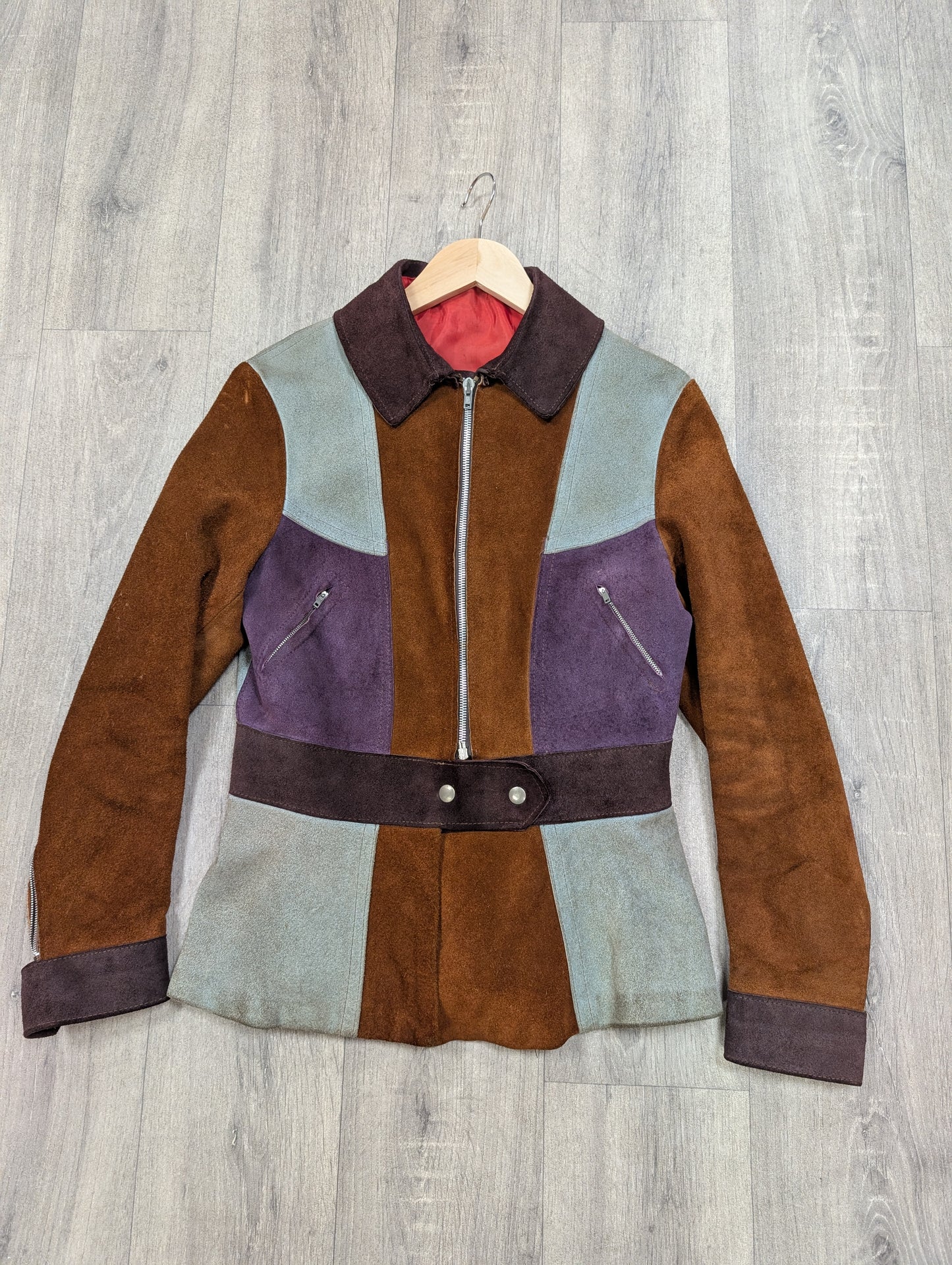 Epic 1970s colour block suede jacket - S/8